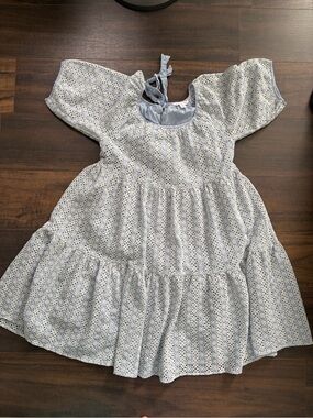 Jillian Harris/ Joe Fresh Women's Light Blue Eyelet Tiered Summer Dress